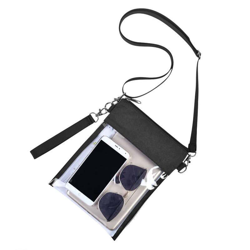 USPECLARE Clear Crossbody Purse Bag Stadium Approved Clear Tote Bag for Work Concert Sports(Clear Black) - Image 1